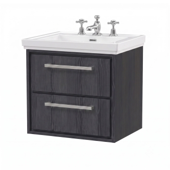 Delphi Lodge Graphite Grey 600mm 2-Drawer Wall Hung Vanity Unit (inc 3TH Classic Basin) | Product Image