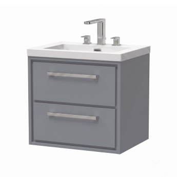 Delphi Lodge Coastal Grey 600mm 2-Drawer Wall Hung Vanity Unit (inc 3TH Modern Basin) | Product Image