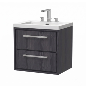 Delphi Lodge Graphite Grey 600mm 2-Drawer Wall Hung Vanity Unit (inc 3TH Modern Basin) | Product Image