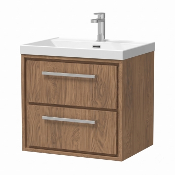 Delphi Lodge 600mm 2-Drawer Wall Hung Vanity Unit (inc Ceramic Basin) | Product Image