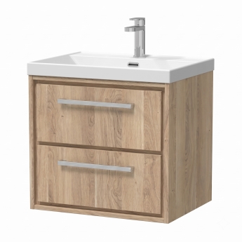 Delphi Lodge 600mm 2-Drawer Wall Hung Vanity Unit (inc Ceramic Basin) | Product Image