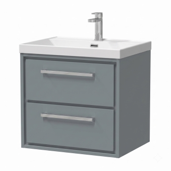 Delphi Lodge 600mm 2-Drawer Wall Hung Vanity Unit (inc Ceramic Basin) | Product Image
