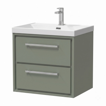 Delphi Lodge 600mm 2-Drawer Wall Hung Vanity Unit (inc Ceramic Basin) | Product Image