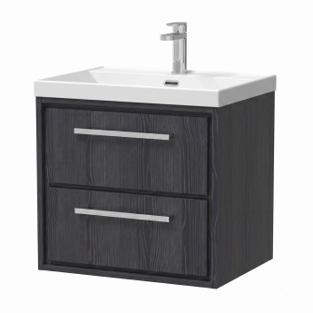 Delphi Lodge 600mm 2-Drawer Wall Hung Vanity Unit (inc Ceramic Basin) | Product Image