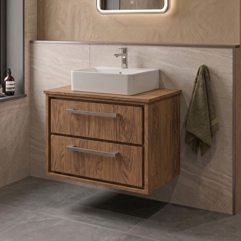Delphi Lodge 600mm 2-Drawer Wall Hung Countertop Vanity Unit | Product Image