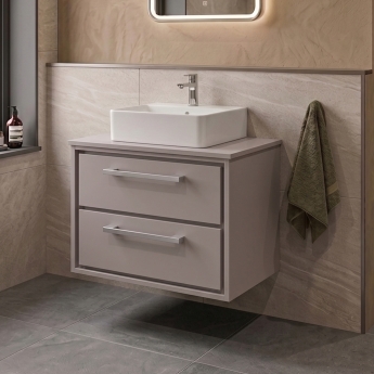 Delphi Lodge 600mm 2-Drawer Wall Hung Countertop Vanity Unit | Product Image