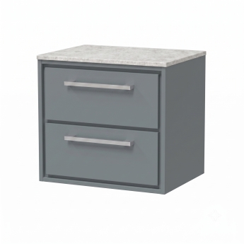 Delphi Lodge 600mm 2-Drawer Wall Hung White Marble Countertop Vanity Unit | Product Image