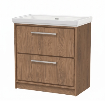 Delphi Lodge Antique Oak 800mm 2-Drawer Floor Standing Vanity Unit (inc 0TH Classic Basin) | Product Image