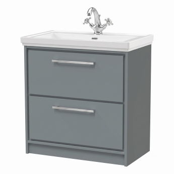 Delphi Lodge 800mm 2-Drawer Floor Standing Vanity Unit (inc Fireclay Basin) | Product Image