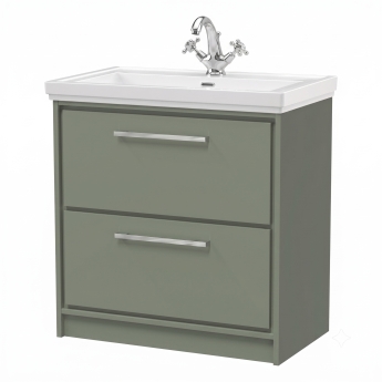 Delphi Lodge 800mm 2-Drawer Floor Standing Vanity Unit (inc Fireclay Basin) | Product Image
