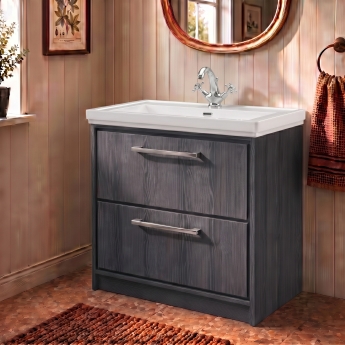 Delphi Lodge 800mm 2-Drawer Floor Standing Vanity Unit (inc Fireclay Basin) | Product Image