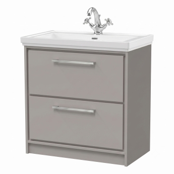 Delphi Lodge 800mm 2-Drawer Floor Standing Vanity Unit (inc Fireclay Basin) | Product Image