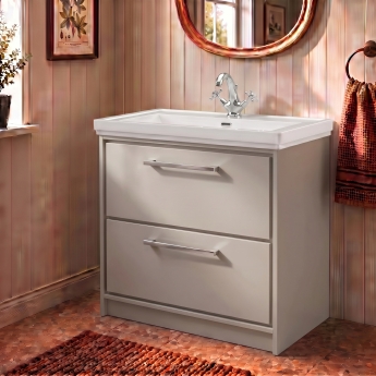 Delphi Lodge 800mm 2-Drawer Floor Standing Vanity Unit (inc Fireclay Basin) | Product Image