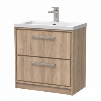 Delphi Lodge Antique Oak 800mm 2-Drawer Floor Standing Vanity Unit (inc 1TH Modern Basin) | Product Image