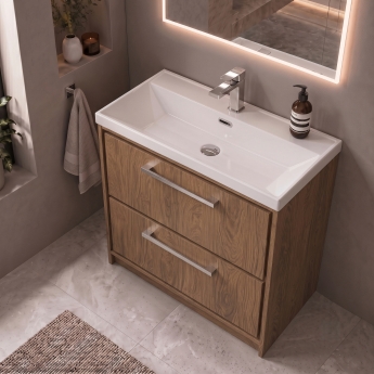 Delphi Lodge 800mm 2-Drawer Floor Standing Vanity Unit (inc Ceramic Basin) | Product Image