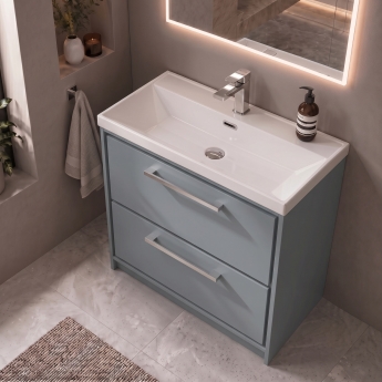 Delphi Lodge 800mm 2-Drawer Floor Standing Vanity Unit (inc Ceramic Basin) | Product Image