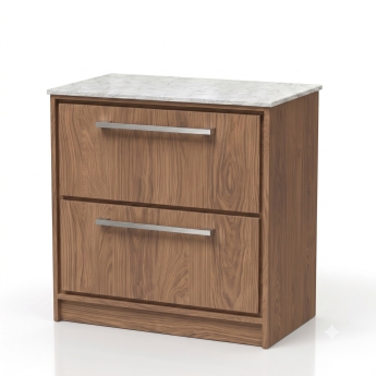 Delphi Lodge 800mm 2-Drawer Floor Standing White Marble Countertop Vanity Unit | Product Image