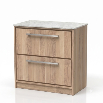Delphi Lodge 800mm 2-Drawer Floor Standing White Marble Countertop Vanity Unit | Product Image