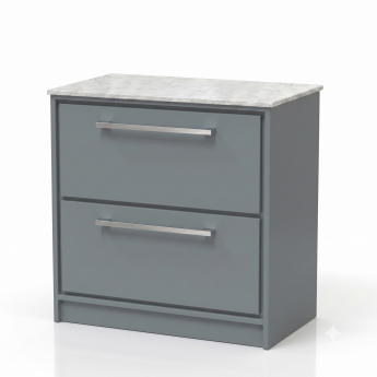 Delphi Lodge 800mm 2-Drawer Floor Standing White Marble Countertop Vanity Unit | Product Image