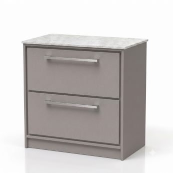 Delphi Lodge 800mm 2-Drawer Floor Standing White Marble Countertop Vanity Unit | Product Image