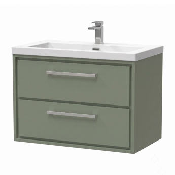 Delphi Lodge 800mm 2-Drawer Wall Hung Vanity Unit (inc Fireclay Basin) | Product Image