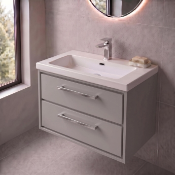Delphi Lodge 800mm 2-Drawer Wall Hung Vanity Unit (inc Fireclay Basin) | Product Image