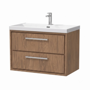 Delphi Lodge 800mm 2-Drawer Wall Hung Vanity Unit (inc Ceramic Basin) | Product Image