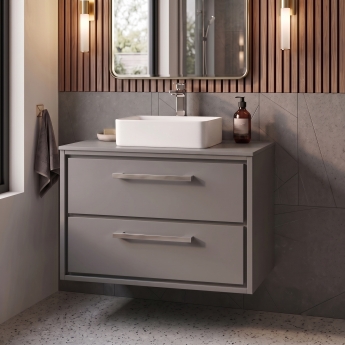 Delphi Lodge 800mm 2-Drawer Wall Hung Countertop Vanity Unit | Product Image