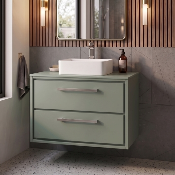 Delphi Lodge 800mm 2-Drawer Wall Hung Countertop Vanity Unit | Product Image