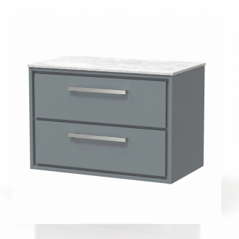 Delphi Lodge 800mm 2-Drawer Wall Hung White Marble Countertop Vanity Unit | Product Image