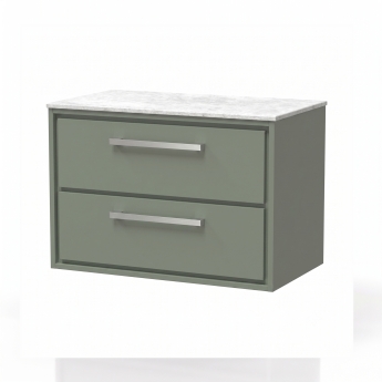 Delphi Lodge 800mm 2-Drawer Wall Hung White Marble Countertop Vanity Unit | Product Image
