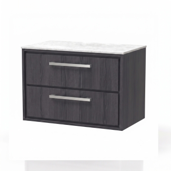 Delphi Lodge 800mm 2-Drawer Wall Hung White Marble Countertop Vanity Unit | Product Image
