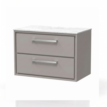 Delphi Lodge 800mm 2-Drawer Wall Hung White Marble Countertop Vanity Unit | Product Image
