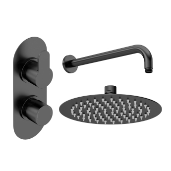 Delphi Loop Black Dual Concealed Shower Set with Fixed Head | Product Image