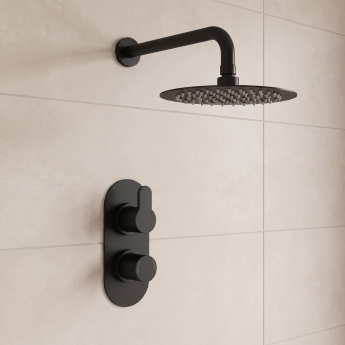 Delphi Loop Black Dual Concealed Shower Set with Fixed Head | Product Image