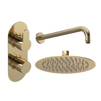 Delphi Loop Brushed Brass Dual Concealed Shower Set with Fixed Head | Product Image