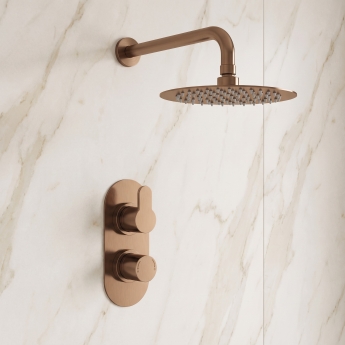 Delphi Loop Brushed Bronze Dual Concealed Shower Set with Fixed Head | Product Image