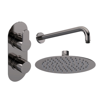 Delphi Loop Brushed Pewter Dual Concealed Shower Set with Fixed Head | Product Image