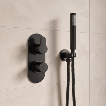 Delphi Loop Black Dual Concealed Shower Set with Handset and Bracket | Product Image