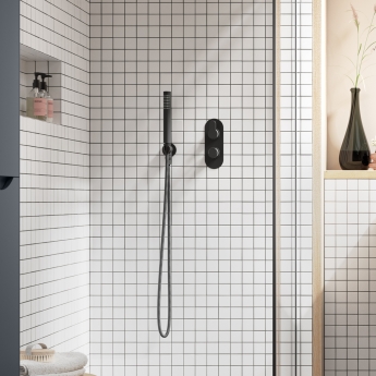 Delphi Loop Black Dual Concealed Shower Set with Handset and Bracket