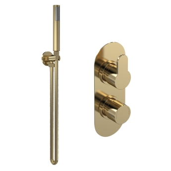 Delphi Loop Brushed Brass Dual Concealed Shower Set with Handset and Bracket | Product Image