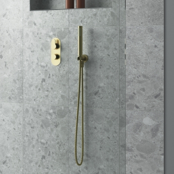 Delphi Loop Brushed Brass Dual Concealed Shower Set with Handset and Bracket
