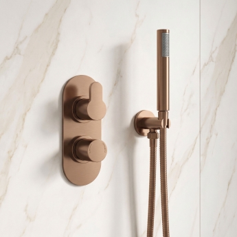 Delphi Loop Brushed Bronze Dual Concealed Shower Set with Handset and Bracket | Product Image