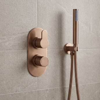 Delphi Loop Brushed Bronze Dual Concealed Shower Set with Handset and Bracket | Product Image
