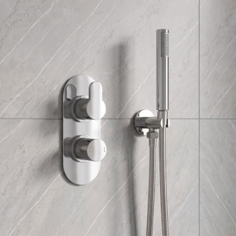 Delphi Loop Chrome Dual Concealed Shower Set with Handset and Bracket | Product Image
