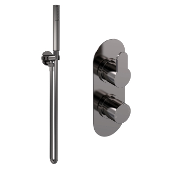 Delphi Loop Brushed Pewter Dual Concealed Shower Set with Handset and Bracket | Product Image
