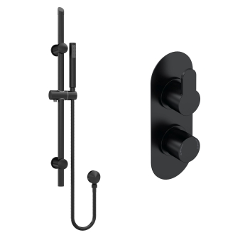 Delphi Loop Matt Black Dual Concealed Shower Set with Slide Rail Kit | Product Image