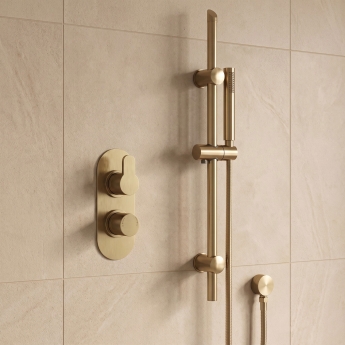 Delphi Loop Brushed Brass Dual Concealed Shower Set with Slide Rail Kit | Product Image