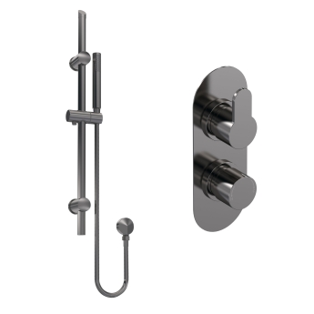 Delphi Loop Brushed Pewter Dual Concealed Shower Set with Slide Rail Kit | Product Image