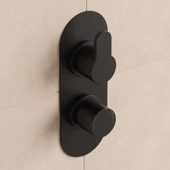 Delphi Loop Black Dual Concealed Shower Set with Fixed Head | Product Image